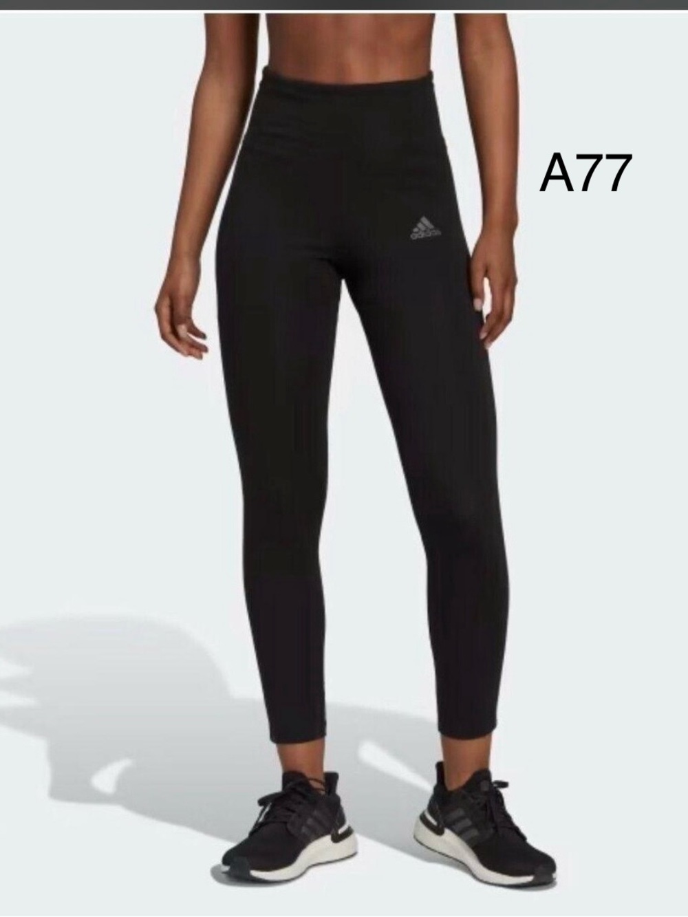 adidas Black High-Rise Athletic Leggings,Size Small